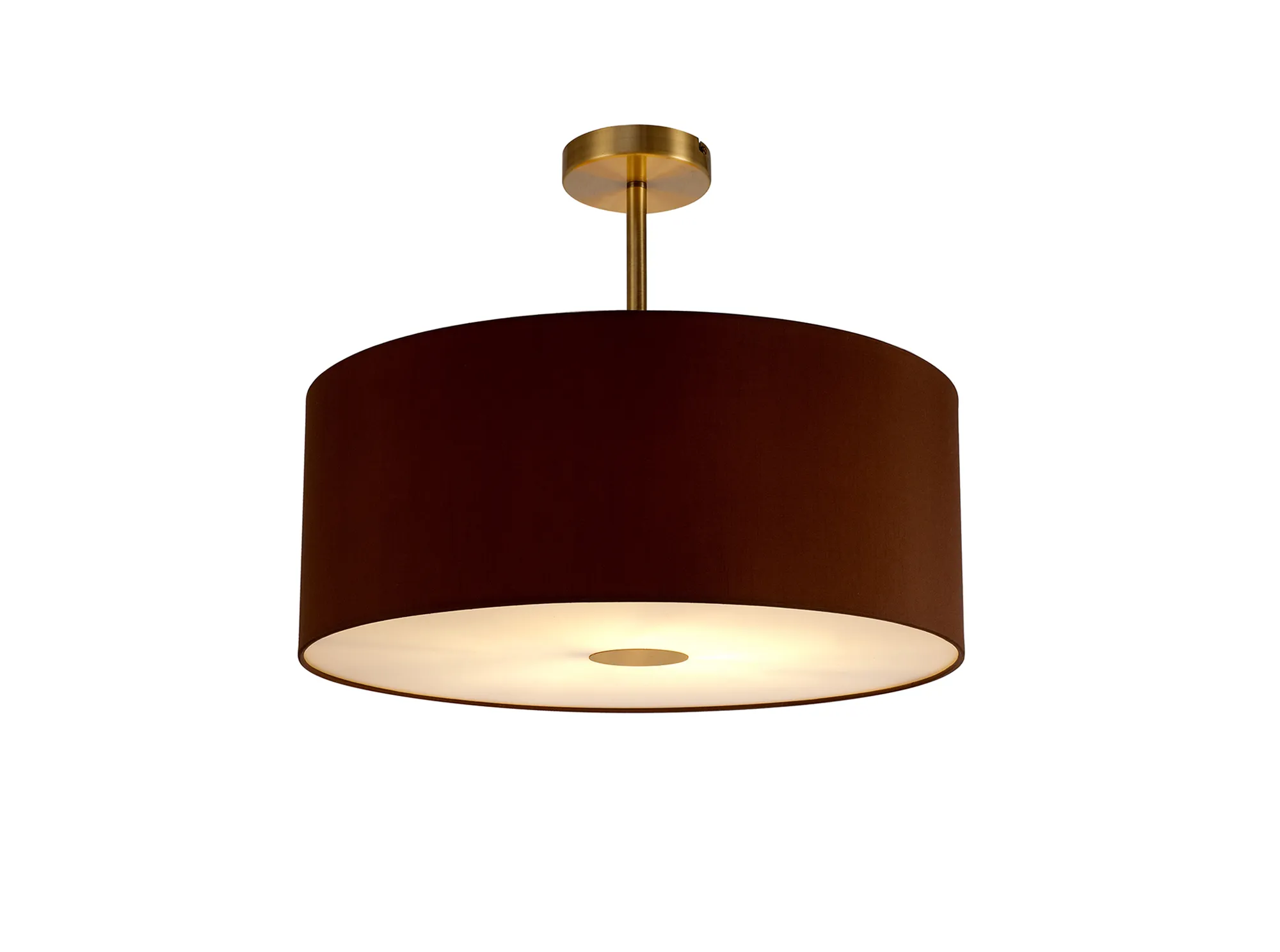 DK0186  Baymont 50cm Semi Flush 1 Light Antique Brass; Raw Cocoa/Grecian Bronze; Frosted Diffuser